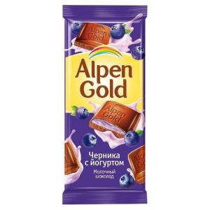 Shokolad Alpen Gold chernika yogurt qiyomi bilan 90g