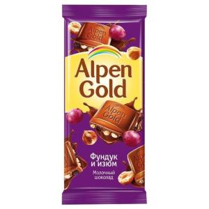 Шоколад Alpen Gold фундук, изюм 90г