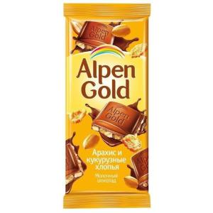 Shokolad Alpen Gold yeryong'oq va johorili bodroqlar bilan 90g