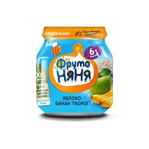 Пюре ФрутоНяня пюре из яблок и бананов с творогом с 6м+/100г