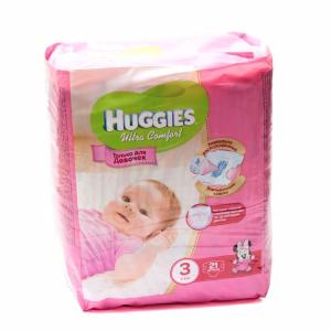 Подгузники Huggies Девочкам №3 (5-9кг) 21шт