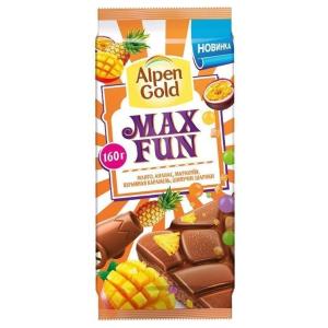 Шоколад Alpen Gold MaxFun манго-ананас-маракуйя 160г
